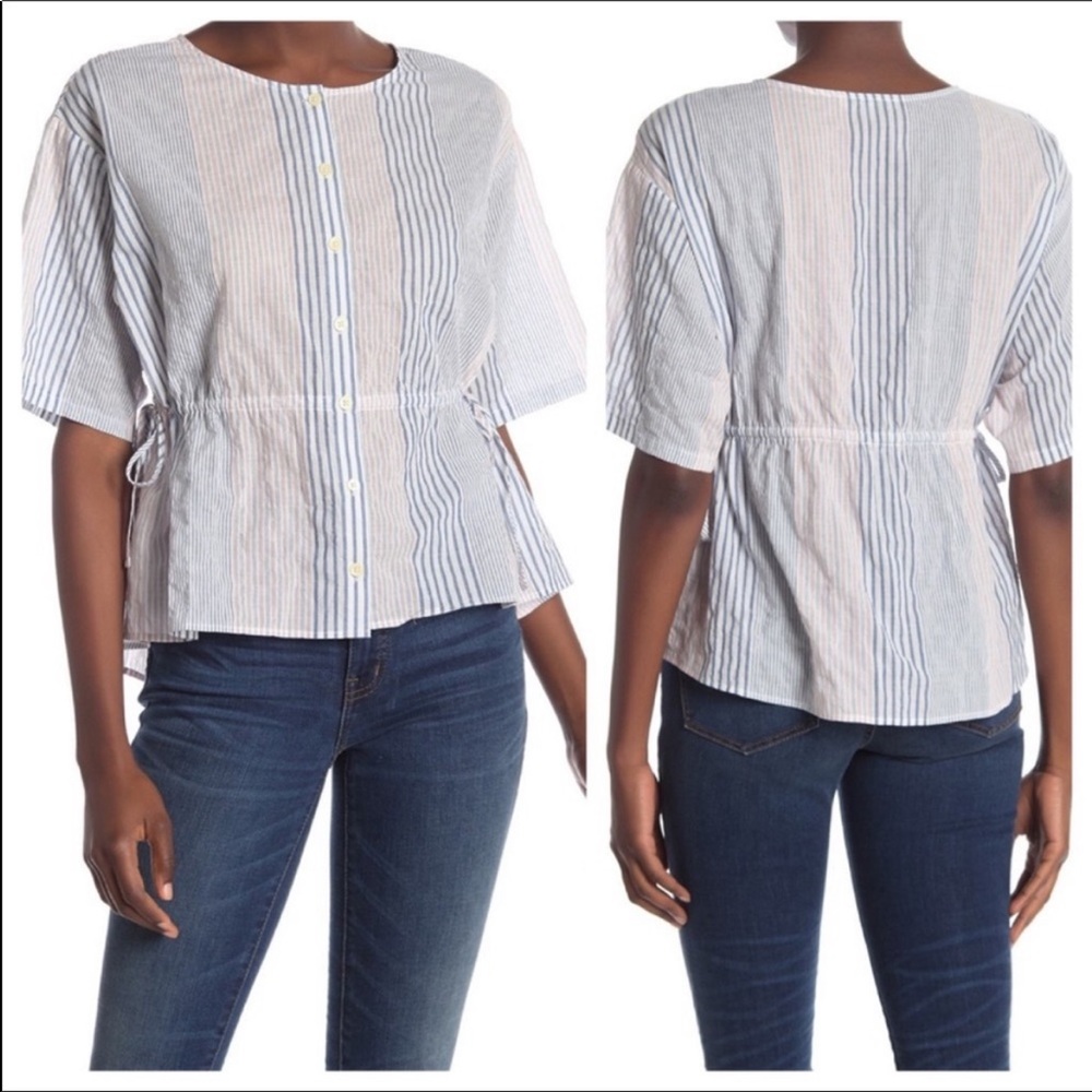 Madewell Striped Drawstring Top - image 1